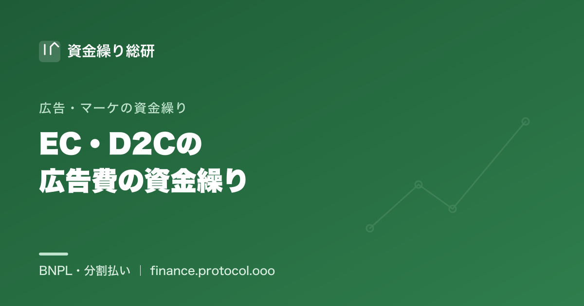 EC・D2Cの広告費資金繰り。広告費が先行し（CAC先行）、在庫仕入れも先行する二重負担を、分割・後払いでならす｜資金繰り総研