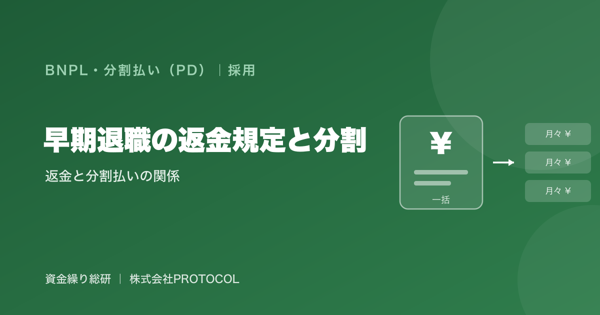 早期退職の返金規定と、人材紹介料の分割払いの関係｜入社後すぐの退職で紹介料の一部が返金される慣行と、分割払いの精算を中立に整理｜資金繰り総研