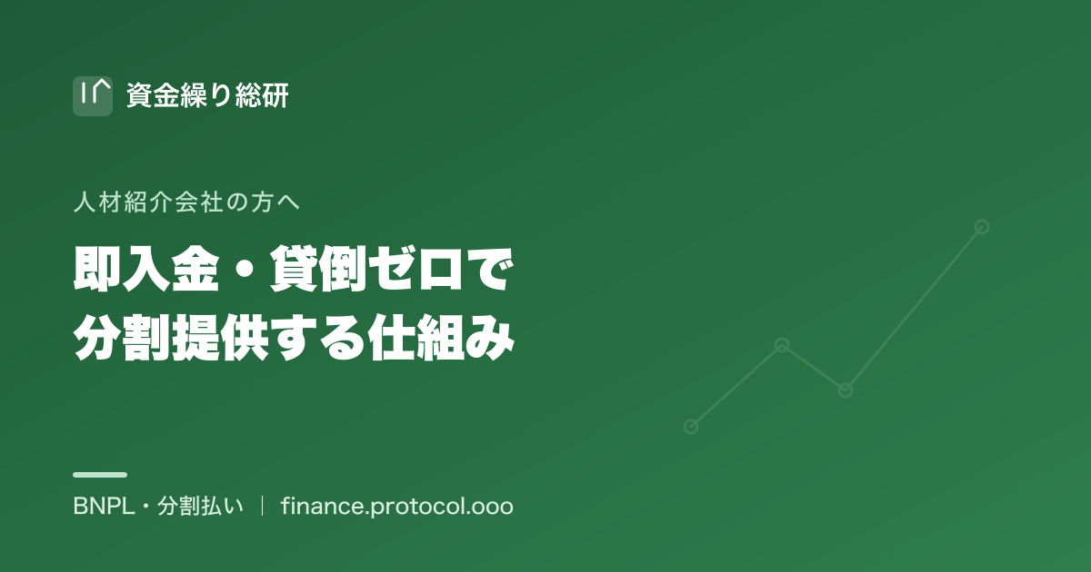 人材紹介会社が顧客に分割提供しつつ自社は早期入金を受ける債権譲渡型BNPLの仕組み｜資金繰り総研
